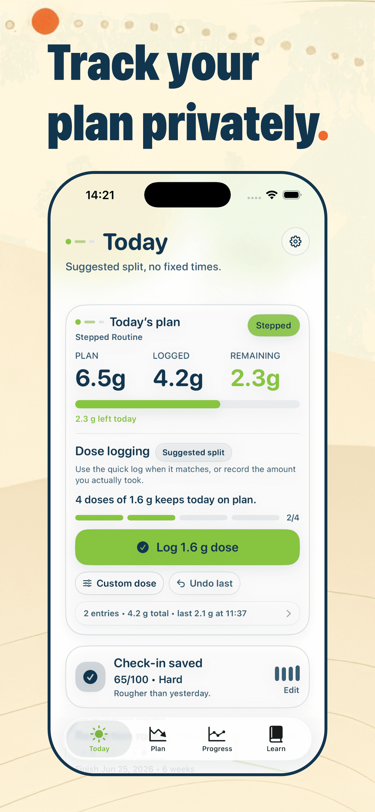 Kratom Cut iPhone dose logging dashboard