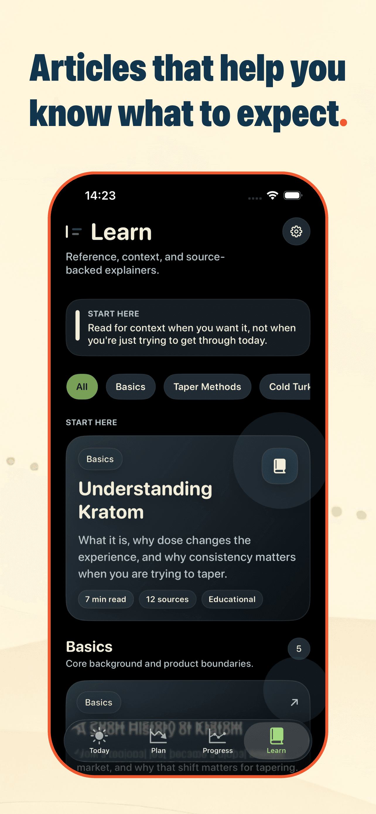 Educational articles for kratom taper context